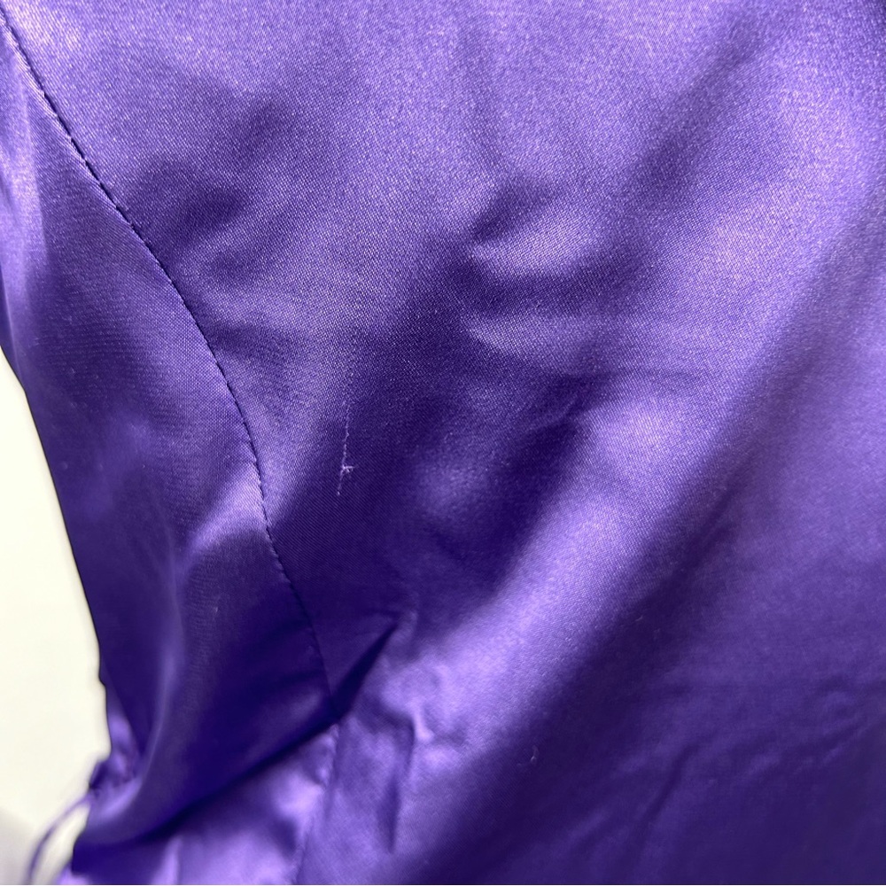 H & R London Purple Satin Retro Pin Up Style Fit Flare Tea Length Dress US 6 - Picture 6 of 15